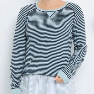 TOMMY HILFIGER Women Pima Cotton Knit Pullover Sweater Top Sz Medium Blue